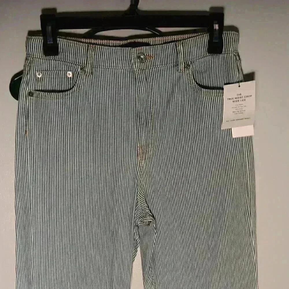 "FREE ASSEMBLY"  Girls True Waist Crop Wide Leg Sz.16‎ Blue White Strip